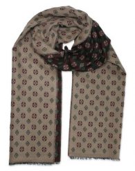 Szalik Beżowo-Bordowy Miękki, Firmy V.Fraas -Cashmink- Wzór Geometryczny, Elegancki, Męski. Czerwone szaliki męskie V. Fraas, bez wzorów, z materiału, eleganckie. Za 59.00 zł.