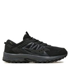 Trekkingi Saucony. Czarne buty zimowe męskie Saucony, bez wzorów, z gore-texu, sportowe, bez obcasa, bez zapięcia. Za 589.99 zł.