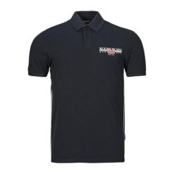 Koszulka polo męska Napapijri E-Aylmer. Czarne koszulki polo męskie Napapijri, l, bez wzorów, bez kołnierzyka, bez ramiączek. Za 209.99 zł.