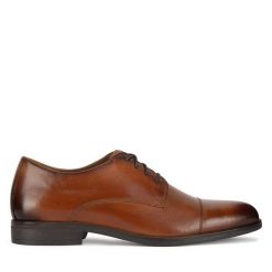 Półbuty Lasocki. Brązowe eleganckie półbuty męskie Lasocki, wizytowe, bez obcasa, bez zapięcia. Za 229.99 zł.