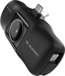 Mini powerbank Wozinsky WF16-YCS 5000mAh 15W USB-C z wbudowanym kablem USB-C i ładowarką do Apple Watch - czarny. Czarne powerbanki Wozinsky. Za 74.73 zł.