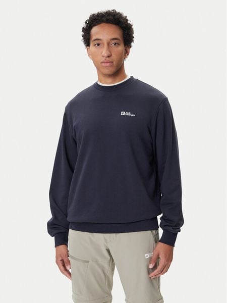 Jack Wolfskin Bluza Essential A63843 Granatowy Regular Fit. Niebieskie bluzy nierozpinane męskie Jack Wolfskin, m, bez wzorów, z bawełny, bez ramiączek, bez kaptura. Za 239.99 zł.