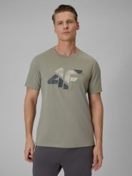 4F T-shirt regular z nadrukiem męski - khaki 3XL. Brązowe t-shirty męskie 4f, m, bez wzorów, z bawełny, bez kołnierzyka, bez ramiączek. Za 59.99 zł.