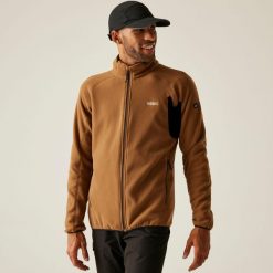 Hadfield Męski polar do chodzenia z pełnym zamkiem błyskawicznym. Brązowe bluzy z polaru męskie Regatta, m, bez wzorów, z polaru, sportowe, bez ramiączek, bez kaptura. Za 129.99 zł.