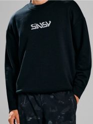 Bluza crewneck z napisem - czarny. Czarne bluzy nierozpinane męskie Sinsay, l, bez wzorów, bez ramiączek, bez kaptura. Za 39.99 zł.