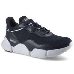 Sneakersy męskie Big Star, sznurowane z tekstylną cholewką wzmocnionymi panelami oraz grubą amortyzującą podeszwą, granat/biały, HH174286. Niebieskie buty sportowe na co dzień męskie Big Star, m, bez wzorów, z dresówki, biznesowe, bez ramiączek, bez kaptura, trekkingowe. Za 163.00 zł.
