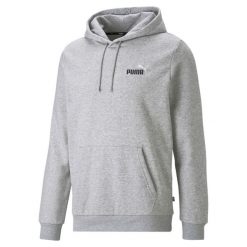 Męska bluza z kapturem i małym dwukolorowym logo Essentials+ PUMA. Czarne bluzy nierozpinane męskie Puma, m, bez wzorów, sportowe, bez ramiączek, z kapturem. Za 195.00 zł.