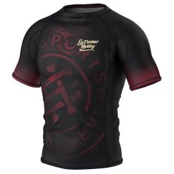 Koszulka Męska Rashguard MMA na Siłownię EXTREME HOBBY BADGE. Czarne bielizna termoaktywna męska EXTREME HOBBY, m, bez wzorów, z bawełny, bez ramiączek, do biegania. Za 188.00 zł.