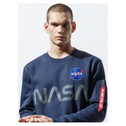 Alpha Industries Bluza Nasa Reflective Sweater , granatowy, rozmiar S. Niebieskie bluzy nierozpinane męskie Alpha Industries, s, bez wzorów, bez ramiączek, bez kaptura. Za 319.99 zł.