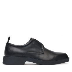 Półbuty HUGO. Czarne eleganckie półbuty męskie Hugo, wizytowe, bez obcasa, bez zapięcia. Za 489.99 zł.