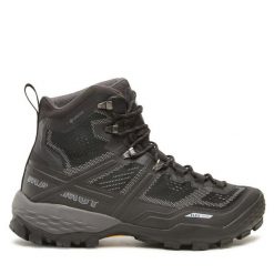 Trekkingi Mammut. Czarne buty trekkingowe męskie Mammut, bez wzorów, z gore-texu, bez zapięcia, trekkingowe, gore-tex. Za 689.99 zł.