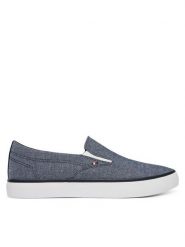 Tommy Hilfiger Tenisówki Harlem Core Ii Slip On Chambray FM0FM05819 Niebieski. Niebieskie trampki męskie Tommy Hilfiger, bez wzorów, z materiału, bez zapięcia. Za 329.99 zł.