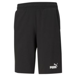 Męskie szorty z dżerseju Essentials PUMA Black. Czarne szorty sportowe męskie Puma, bez wzorów, z dżerseju, sportowe. Za 183.50 zł.
