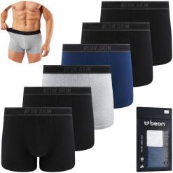 Bokserki męskie MB-G11 Coal Black 4x, Navy Blue 1x, Granite Grey 1x (L). Czarne bokserki męskie Beon, l, bez wzorów. Za 119.00 zł.