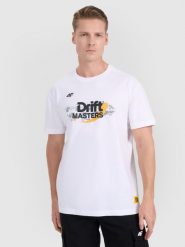 4F T-shirt regular z nadrukiem uniseks 4F x Drift Masters - biały XXL. Białe t-shirty męskie 4f, m, bez wzorów, z bawełny, bez kołnierzyka, bez ramiączek. Za 119.99 zł.