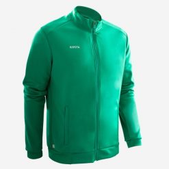 Bluza piłkarska treningowa Kipsta Essential. Zielone bluzy nierozpinane męskie KIPSTA, s, bez wzorów, z elastanu, sportowe, bez ramiączek, bez kaptura. Za 79.99 zł.