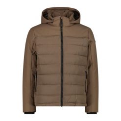 Kurtka męska turystyczna CMP 34K0147. Brązowe kurtki męskie CMP, m, bez wzorów, z puchu, bez ramiączek, z kapturem. W wyprzedaży za 538.99 zł.