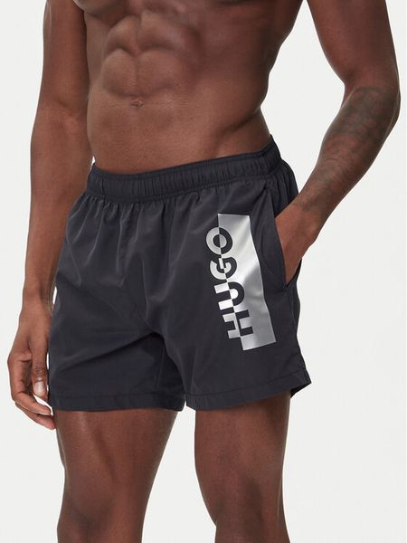 HUGO Szorty kąpielowe Silver 50549864 Czarny Regular Fit. Czarne kąpielówki męskie Hugo, bez wzorów, z syntetyku. Za 329.99 zł.