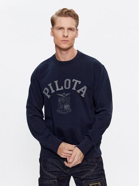 Aeronautica Militare Bluza 232FE1817F518 Granatowy Comfort Fit. Niebieskie bluzy nierozpinane męskie Aeronautica Militare, m, bez wzorów, z bawełny, bez ramiączek, bez kaptura. Za 849.99 zł.