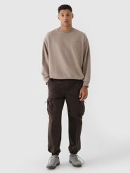 4F Spodnie casual parachute cargo męskie - brązowe L. Brązowe spodnie na co dzień męskie 4f, bez wzorów, z bawełny, casualowe. W wyprzedaży za 59.99 zł.