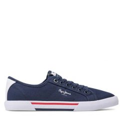 Tenisówki Pepe Jeans. Niebieskie trampki męskie Pepe Jeans, bez wzorów, z jeansu, bez zapięcia. Za 169.99 zł.