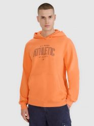 4F Bluza dresowa nierozpinana z kapturem męska - pomarańczowa XL. Brązowe bluzy nierozpinane męskie 4f, m, bez wzorów, z bawełny, sportowe, bez ramiączek, z kapturem. W wyprzedaży za 99.99 zł.