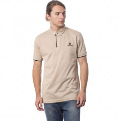 Koszulka polo w kolorze beżowo-czarnym. Brązowe koszulki polo męskie Roberto Cavalli, Trussardi, z haftami, polo. W wyprzedaży za 319.95 zł.