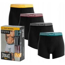 Bokserki dla mężczyzn Everlast 4-pak. Czarne bokserki męskie EVERLAST, m, bez wzorów, z bawełny. Za 69.99 zł.