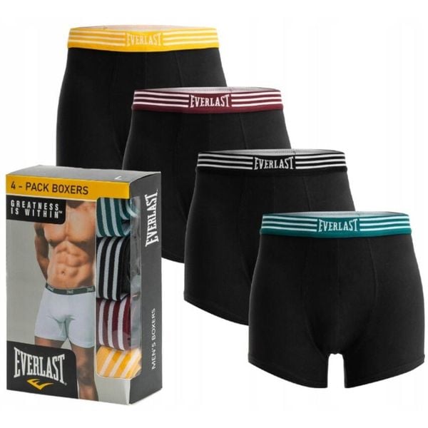 Bokserki dla mężczyzn Everlast 4-pak. Czarne bokserki męskie EVERLAST, m, bez wzorów, z bawełny. W wyprzedaży za 69.99 zł.