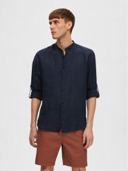Selected Homme Koszula 16088372 Granatowy Regular Fit. Niebieskie koszule męskie Selected Homme, l, bez wzorów, ze lnu, bez kołnierzyka, bez ramiączek. Za 399.99 zł.