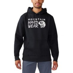 Bluza Męska Mountain Hardwear Logo. Czarne bluzy nierozpinane męskie MOUNTAIN HARDWEAR, m, bez wzorów, z bawełny, casualowe, bez ramiączek, z kapturem. Za 349.00 zł.