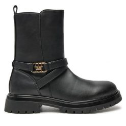 Botki Tommy Hilfiger. Czarne sztyblety męskie Tommy Hilfiger, bez obcasa, bez zapięcia. Za 279.99 zł.