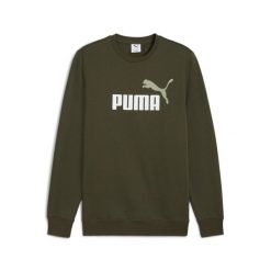 Męska bluza dzianinowa Essentials z dwukolorowym logo No. 1 i okrągłym dekoltem. Zielone bluzy nierozpinane męskie Puma, m, bez wzorów, z dzianiny, sportowe, bez ramiączek, bez kaptura. Za 199.00 zł.