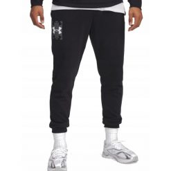 SPODNIE męskie UNDER ARMOUR 1390144-001 dresowe czarne joggery bawełna XL. Czarne spodnie dresowe męskie Under Armour, bez wzorów, z bawełny, długie. Za 159.21 zł.