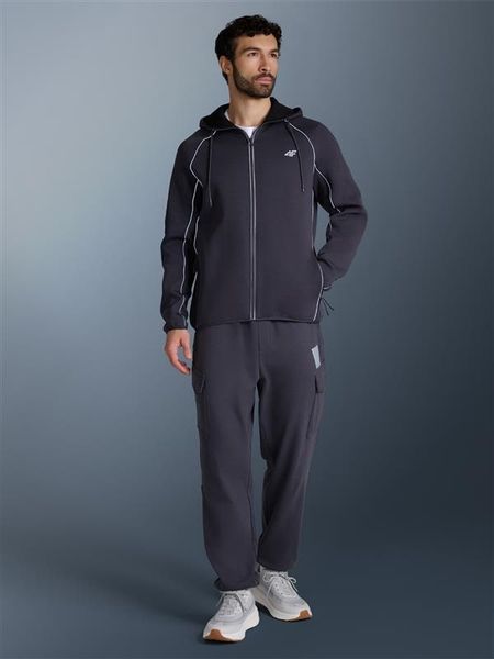 4F Bluza dresowa regular z kapturem męska - szara XL. Szare bluzy rozpinane męskie 4f, m, bez wzorów, z bawełny, z kapturem. Za 199.99 zł.