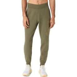 Spodnie do biegania Asics Logo. Zielone spodnie dresowe męskie Asics, bez wzorów, z dresówki, długie. Za 300.00 zł.