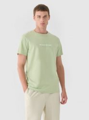 4F T-shirt regular z nadrukiem męski - oliwkowy XL. Brązowe t-shirty męskie 4f, m, bez wzorów, z bawełny, bez kołnierzyka, bez ramiączek. W wyprzedaży za 29.99 zł.