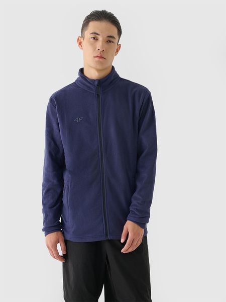 4F Polar ze stójką regular męski - granatowy L. Niebieskie bluzy z polaru męskie 4f, l, bez wzorów, z dzianiny, klasyczne, bez ramiączek, bez kaptura. W wyprzedaży za 89.99 zł.