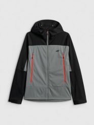 4F Kurtka softshell wiatroodporna membrana 8000 męska - czarna L. Czarne kurtki męskie 4f, l, bez wzorów, ze skóry, bez kaptura. Za 399.99 zł.