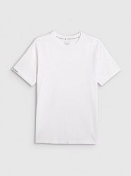 4F T-shirt regular gładki męski - biały M. Białe t-shirty męskie 4f, m, bez wzorów, z bawełny, bez kołnierzyka, bez ramiączek. Za 59.99 zł.
