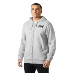 Bluza z kapturem z pełnym zamkiem błyskawicznym Helly Hansen Logo. Szare bluzy z kapturem męskie Helly Hansen, m, bez wzorów, z kapturem. Za 368.00 zł.