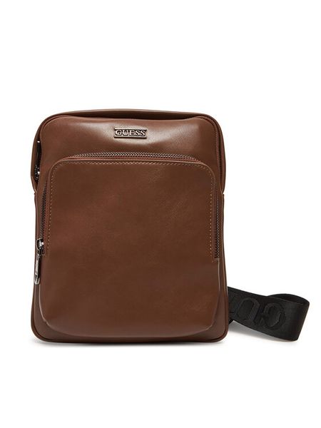 Guess Saszetka HMBOCA P5323 Brązowy. Brązowe saszetki męskie Guess, z aplikacjami, ze skóry. Za 169.99 zł.