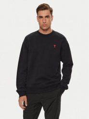 AMI Paris Bluza BFUSW001.730 Czarny Regular Fit. Czarne bluzy nierozpinane męskie AMI PARIS, m, bez wzorów, z bawełny, bez ramiączek, bez kaptura. Za 999.99 zł.