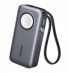 Powerbank 10000mAh UGREEN PB527 30W wbudowany kabel USB-C oraz ładowarka magnetyczna do Apple Watch (szary). Szare powerbanki UGREEN. Za 278.35 zł.