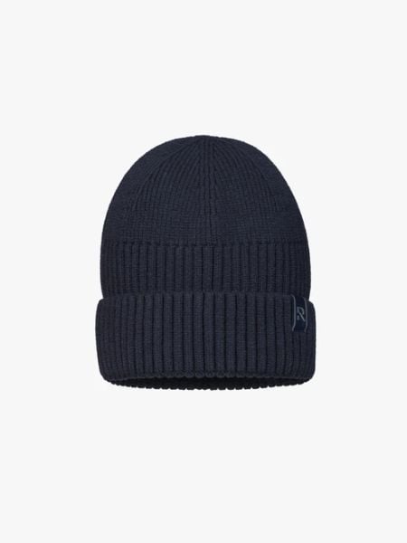 Granatowa prążkowana czapka. Niebieskie czapki męskie Ryłko, na jesień, bez wzorów, z dzianiny, eleganckie. W wyprzedaży za 29.99 zł.