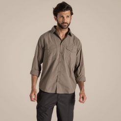 Koszula turystyczna męska Craghoppers Kiwi LS Shirt. Szare koszule męskie Craghoppers, m, bez wzorów, bez kołnierzyka, bez ramiączek. Za 276.10 zł.