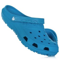 Klapki sportowe Crocs CROCBAND. Niebieskie klapki i japonki męskie Crocs, bez wzorów. W wyprzedaży za 89.00 zł.
