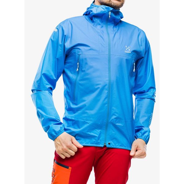 Kurtka przeciwdeszczowa męska Haglofs L.I.M Proof Jacket. Niebieskie kurtki męskie Haglöfs, l, bez wzorów, sportowe, bez ramiączek, bez kaptura. Za 692.99 zł.