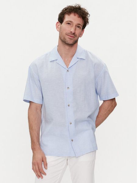 Jack & Jones Koszula Summer 12248382 Niebieski Relaxed Fit. Niebieskie koszule męskie Jack & Jones, m, bez wzorów, z bawełny, bez kołnierzyka, bez ramiączek. Za 119.99 zł.