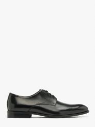 Czarne półbuty męskie. Czarne eleganckie półbuty męskie Ryłko, ze skóry, bez obcasa, bez zapięcia. Za 529.99 zł.